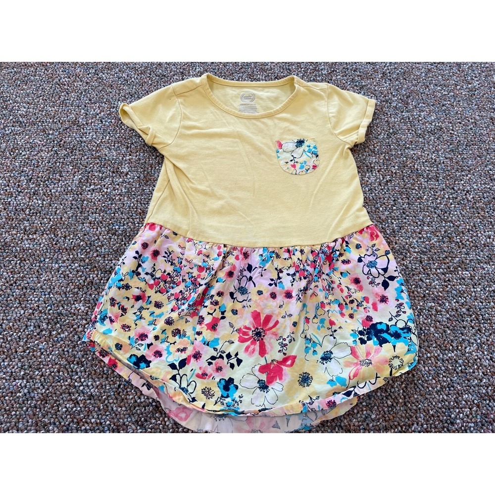 Wonder Nation Girls Yellow Floral Dress 4-5